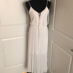 White spaghetti strap peasant dress